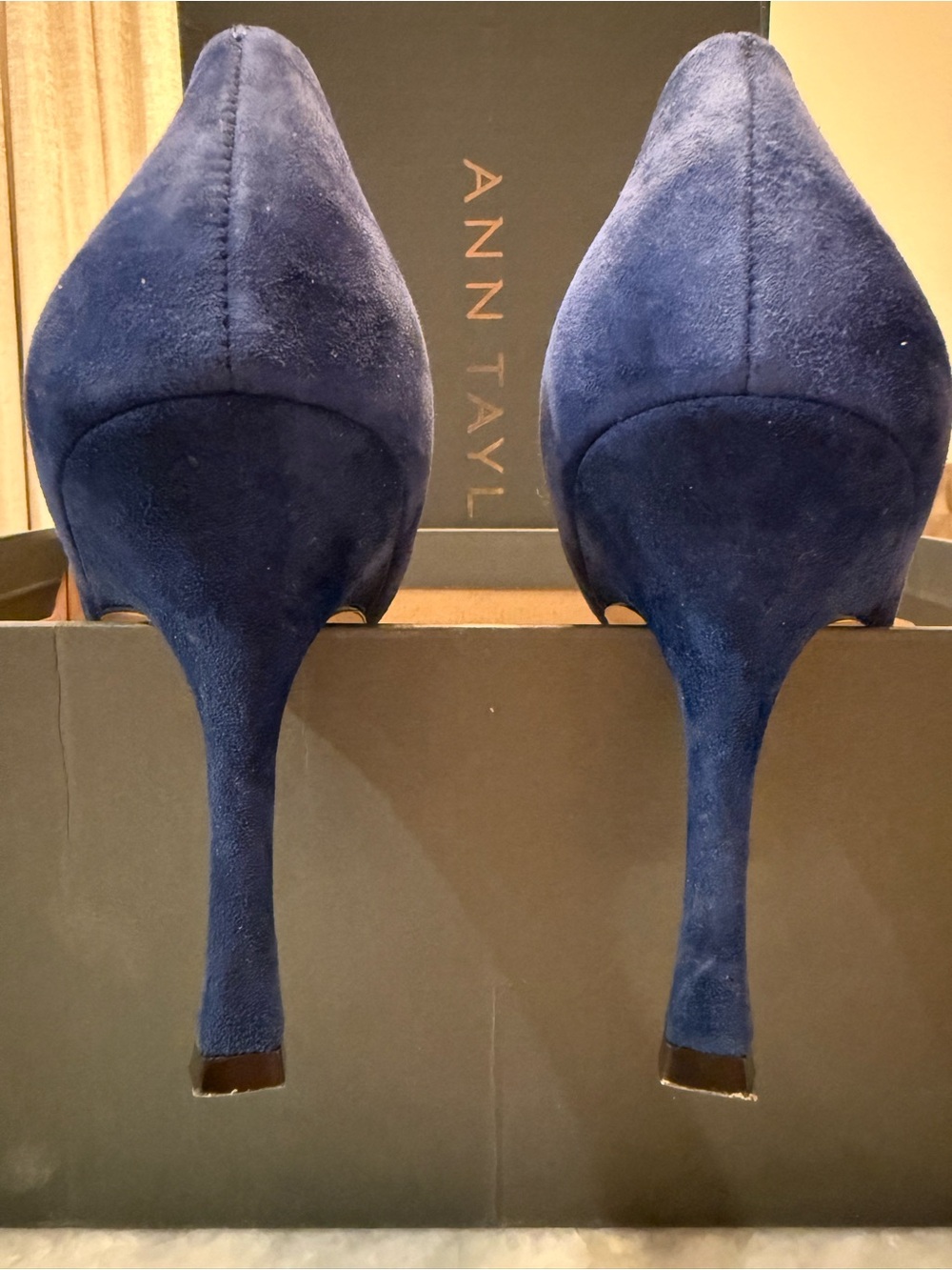 Ann Taylor Blue Suede Pointed-Toe D'Orsay Heels - Picture 7 of 7